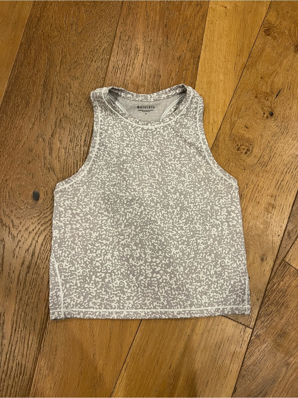 Athleta Light Gray & White Speckle Racerback Tank - Picture 1 of 3